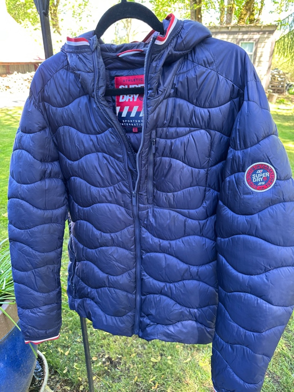 Superdry Navy Quilted Hooded Puffer Jacket